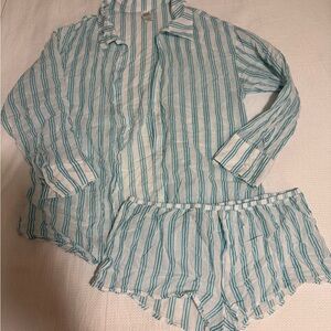 Wild Fable Teal Green and White Striped Women’s Swimsuit Cover Set